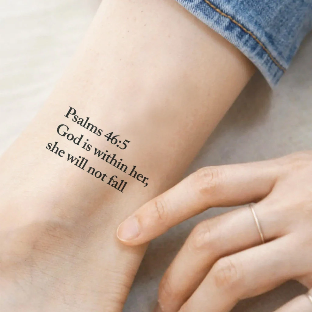 Psalms 46 5 Tattoo set Of 2 God Is Within Her She Will Not Fail Tattoo Religious Tattoo Script Tattoo Motivational Tattoo Bible Etsy