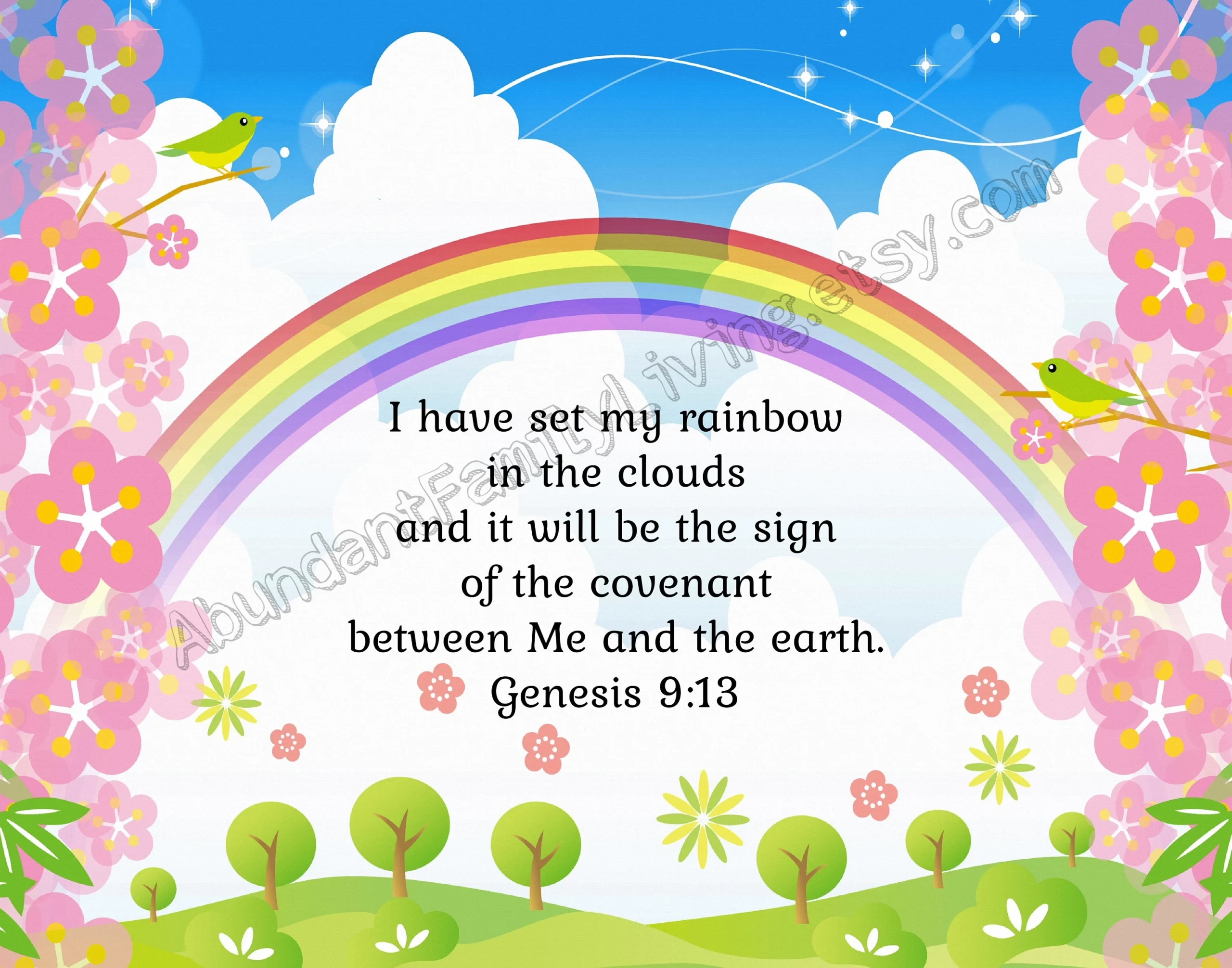 Rainbow Promise Scripture Print I Have Set My Rainbow In The Clouds Genesis 9 13 God s Covenant Divine Promise Biblical Inspiration Etsy Finland