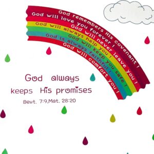 Rainbow Wall Decal For Nursery Or Kids Room 85 X 68 5 Decor With God s Promises Bible Verses Wall Decor Rainbow Stickers Mural Set I School Decorations For Classroom 112 Total Stickers Pink