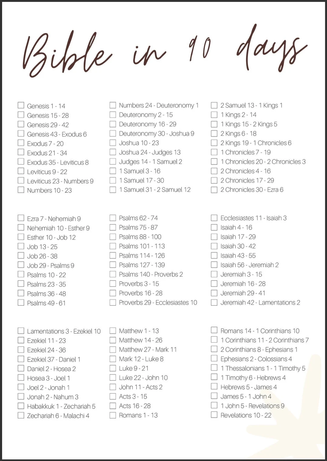90 Day Bible Reading Plan Printable