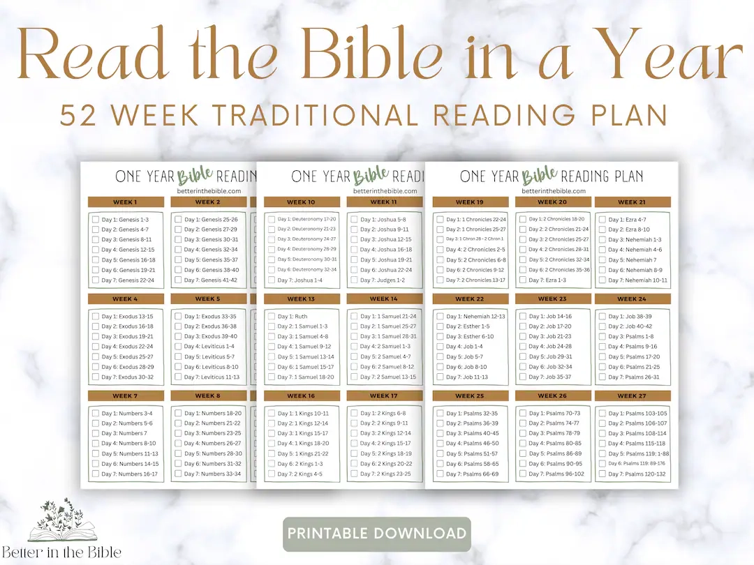 Bible In A Year Printable Plan