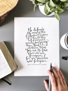 Refugee Bible Verse Calligraphy Etsy