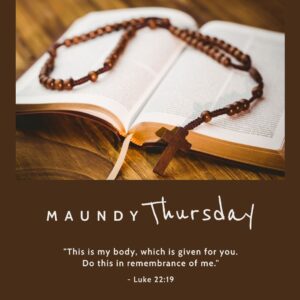 Rosary On Holy Bible With Maundy Thursday Quote Free Stock Template Pikwizard