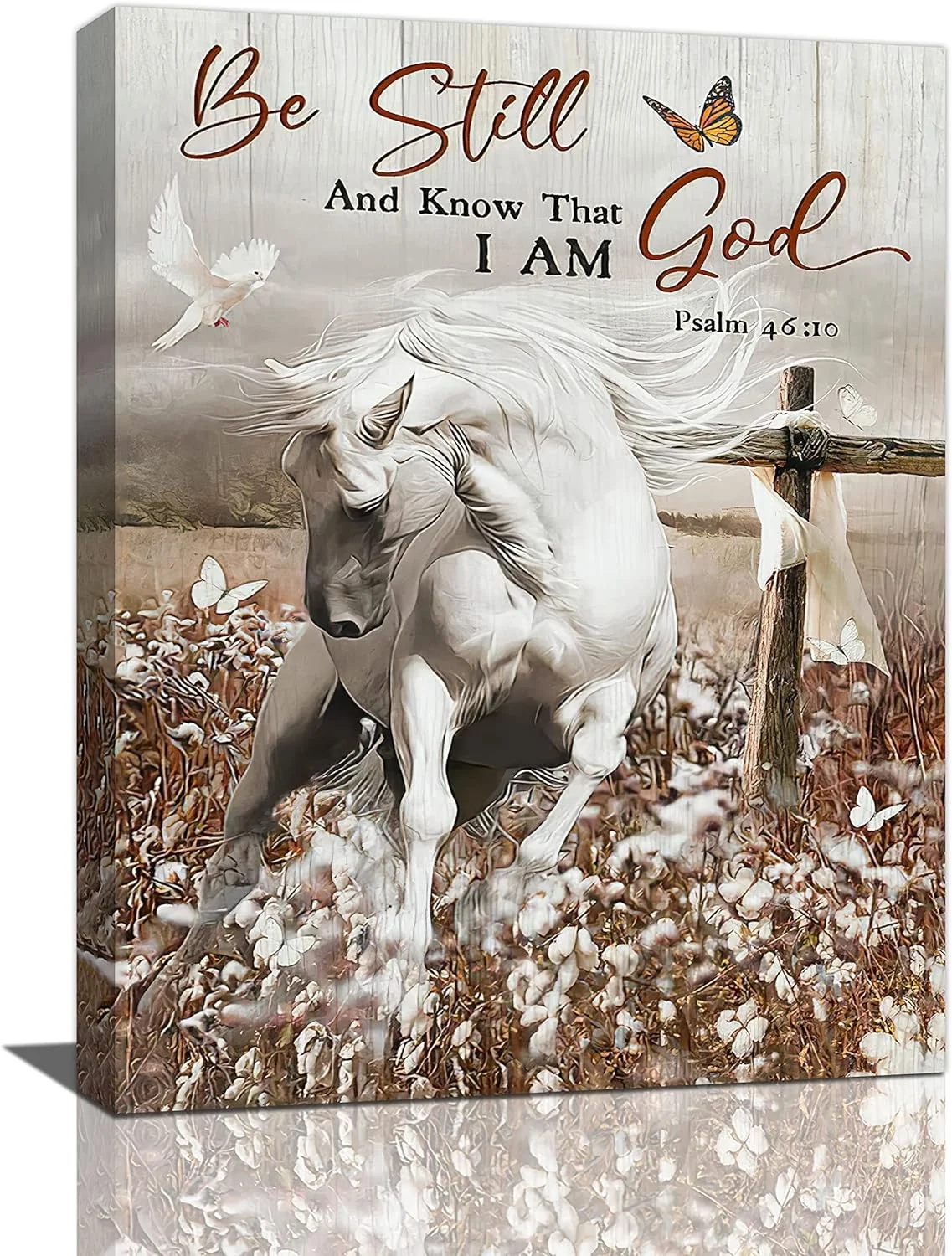 Rustic White Horse Wall Art Christian Bible Verse Psalm Quotes Wall Decor Western Horse Cotton Canvas Prints Wild Animals Flowers Painting Framed Modern Artwork For Girl Bathroom Kitchen 12 x16 Walmart