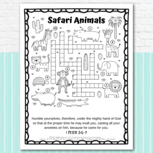 Safari Animals Bible Activity Page Kids Bible Teacher