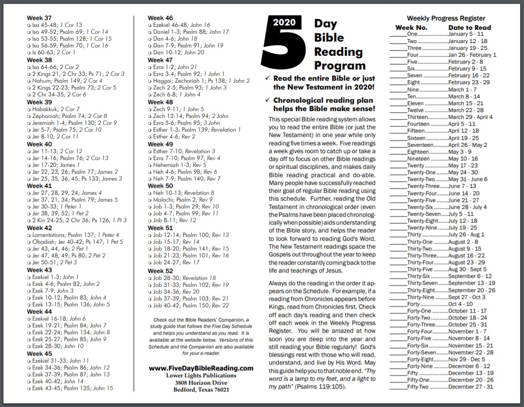 Read Through The Bible Chronologically Printable