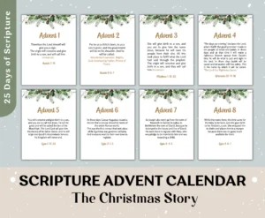 Scripture Advent Calendar For Printable Christmas Countdown Bible Verse Card For Christmas 25 Days Of Christmas Advent Scripture Etsy