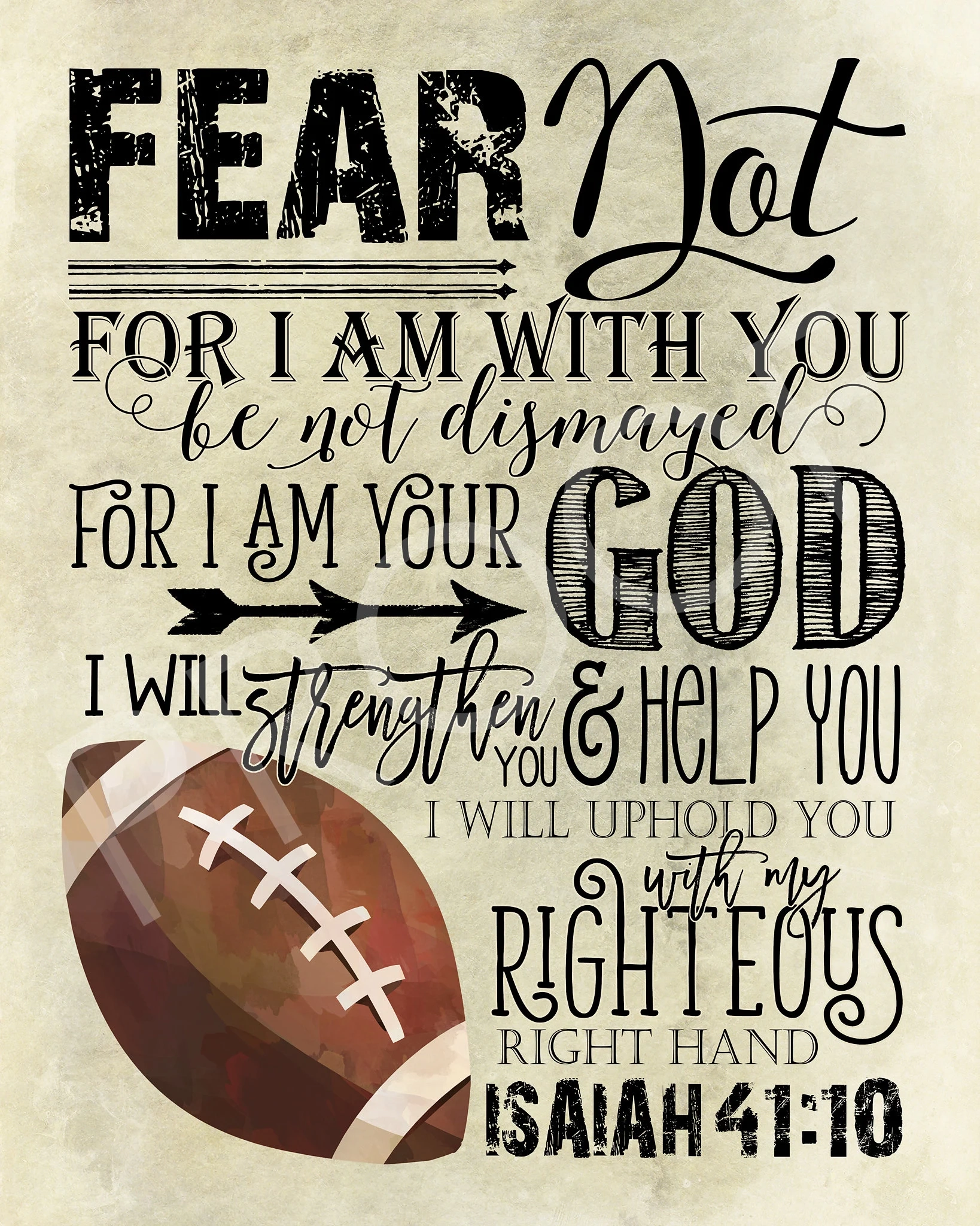 Scripture Art Isaiah 41 10 Football Etsy