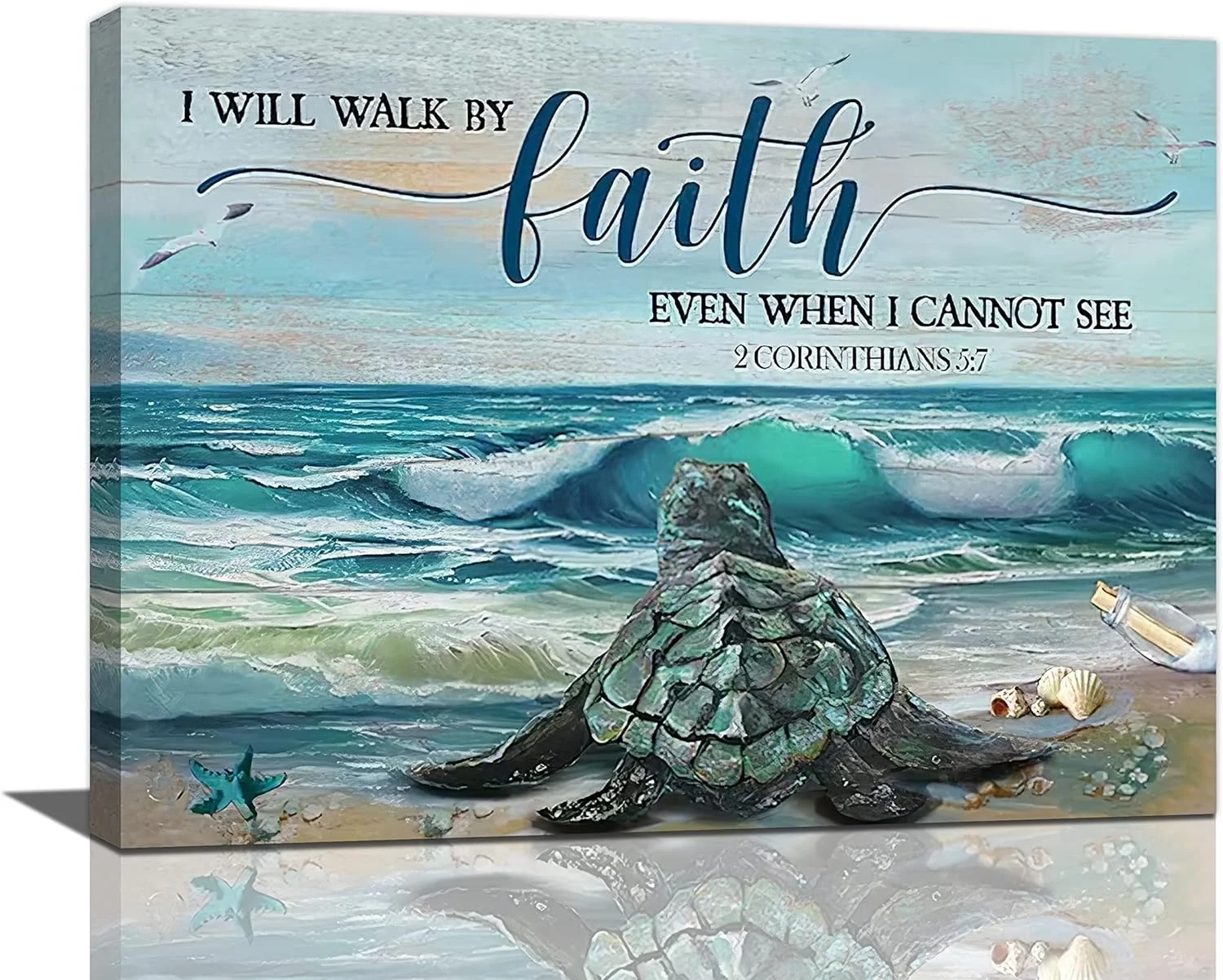 Sea Turtle Wall Art Christian Beach Ocean Bible Verse Pictures Wall Decor Scripture Quotes Canvas Painting Print Artwork Modern Home Decor Framed For Living Room Bedroom Bathroom 16 12 Walmart