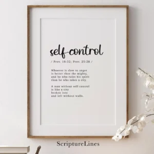 Self control Bible Definition Wall Art Scripture Wall Art Bible Verse Wall Print Christian Printable ESV Bible Proverbs 16 Proverbs 25 Etsy