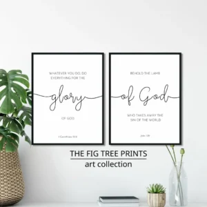 Set Of 2 Minimalist Christian Home Decor Bible Verse Printable Scripture Wall Art Aesthetic Christian Poster Bundle Glory Of God Pelavida Shop For Life