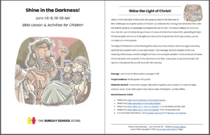 Shine In The Darkness John 1 6 8 19 28 Printable Bible Lesson Sun Sunday School Store
