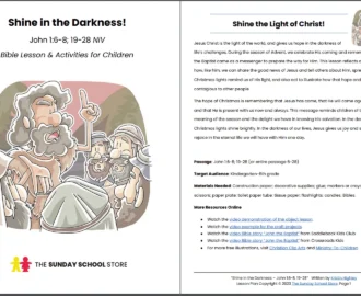 Shine In The Darkness John 1 6 8 19 28 Printable Bible Lesson Sun Sunday School Store