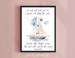 Sirach 33 1 Christian Wall Art Printable Bible Verse Poster Christian Scripture Print Catholic Scripture Decor Fear The Lord Poster Etsy