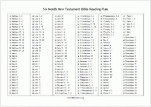 Six Month New Testament Bible Reading Plan Bill Hutchison
