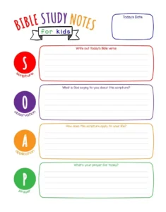 SOAP Bible Study Notes For Kids Printable Wildly Anchored Faith Family Homeschool