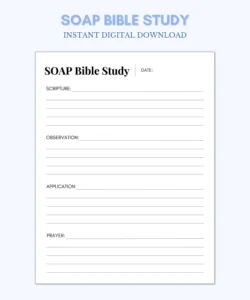 SOAP Bible Study Sheet Scripture Observation Application Prayer PDF Download Etsy