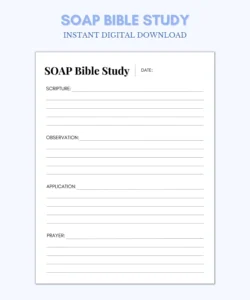 SOAP Bible Study Sheet Scripture Observation Application Prayer PDF Download Etsy