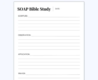 SOAP Bible Study Sheet Scripture Observation Application Prayer PDF Download Etsy