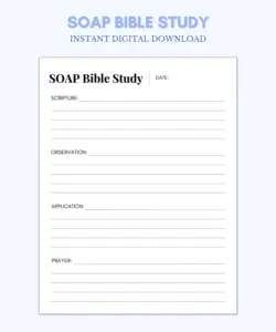SOAP Bible Study Sheet Scripture Observation Application Prayer PDF Download Etsy