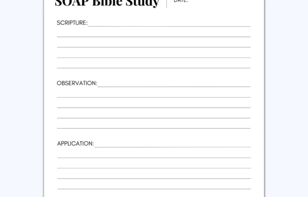 SOAP Bible Study Sheet Scripture Observation Application Prayer PDF Download Etsy