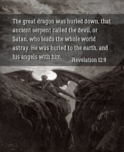 Somerset House Images BIBLE VERSE QUOTE REVELATION 12 9 GUSTAVE DORE SATAN RESTING ON THE MOUNTAIN