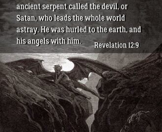 Somerset House Images BIBLE VERSE QUOTE REVELATION 12 9 GUSTAVE DORE SATAN RESTING ON THE MOUNTAIN