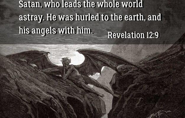 Somerset House Images BIBLE VERSE QUOTE REVELATION 12 9 GUSTAVE DORE SATAN RESTING ON THE MOUNTAIN