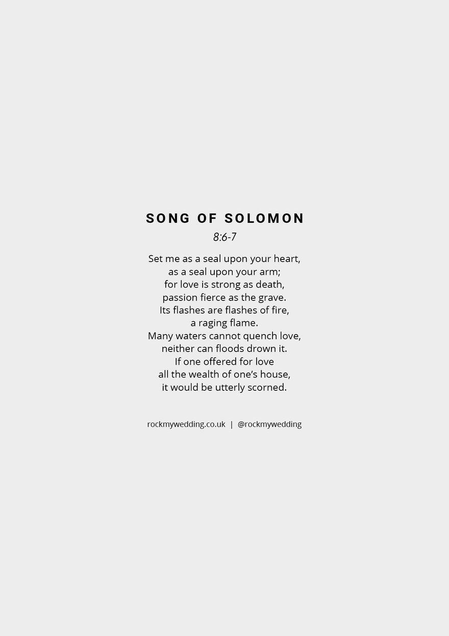 Song Of Solomon 8 6 7 Religious Wedding Reading