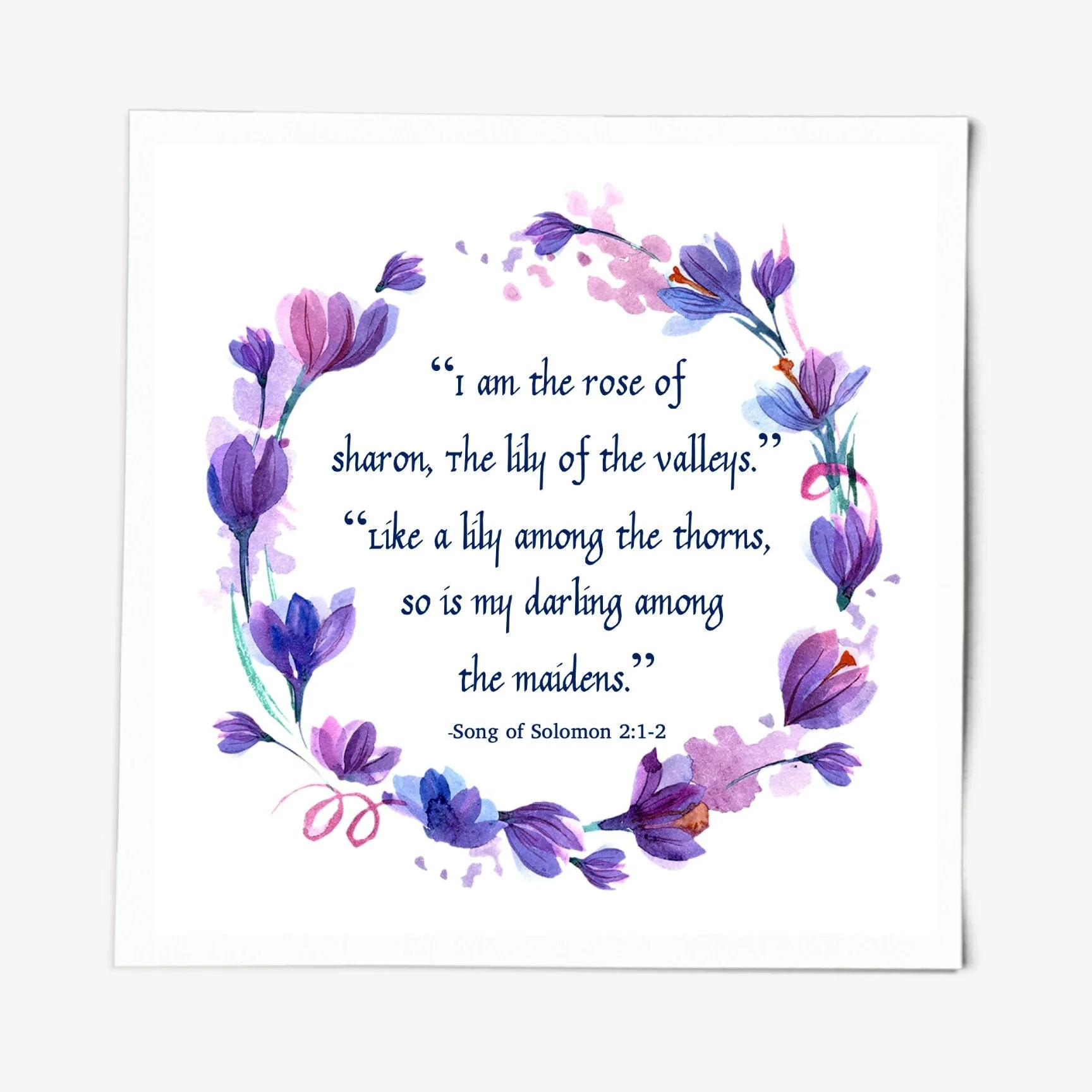 Song Of Solomon Quote Art Print Rose Of Sharon Lilly Of The Valleys Mazel Tov Designs