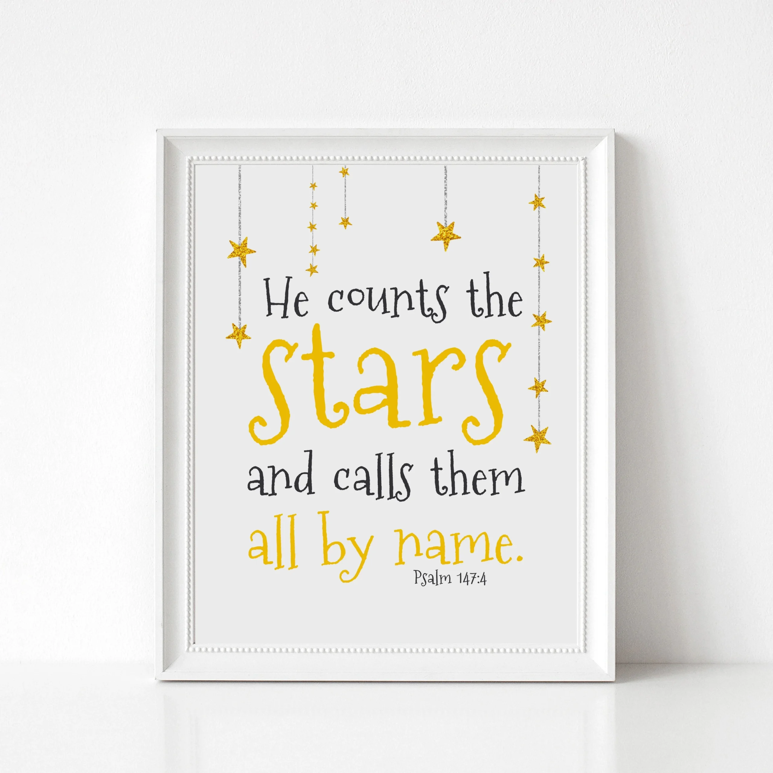Space Art Kids Bible Verse Print Star Theme Scripture Art Psalm 147 4 Scripture Wall Decor For Kids Nursery Print He Counts The Stars Etsy Canada