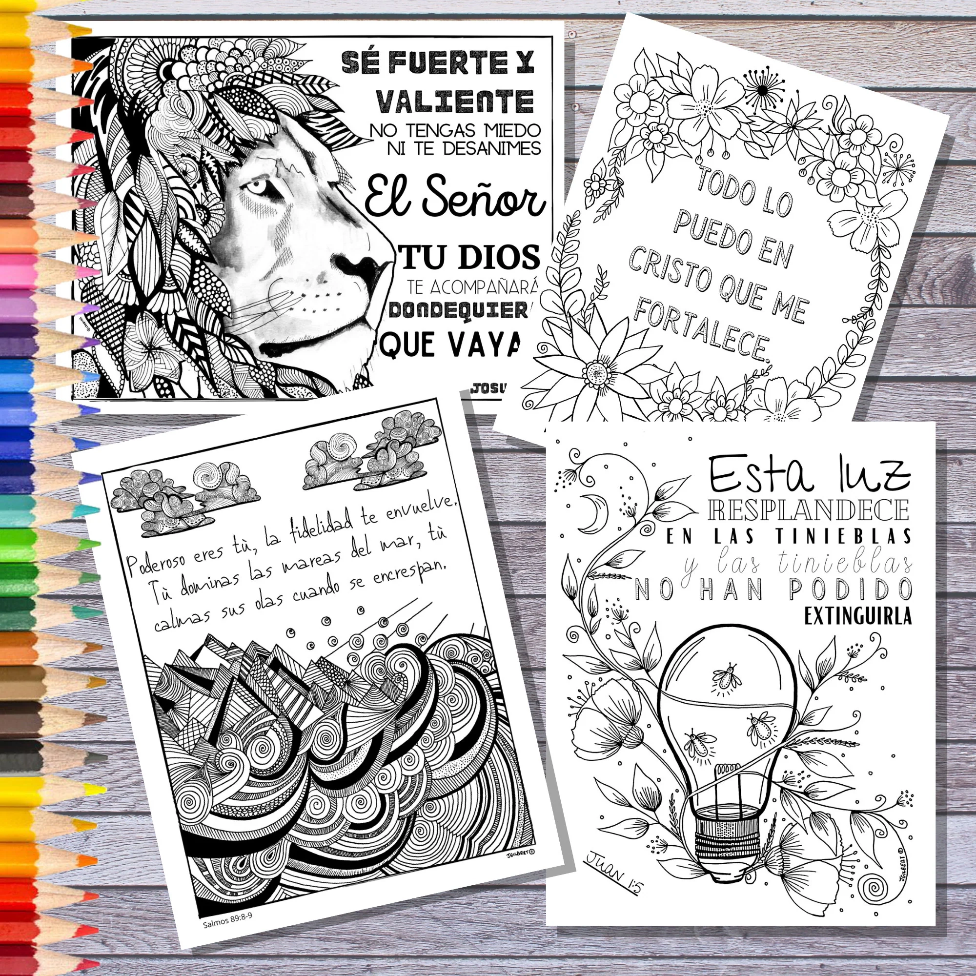 Spanish Bible Verse Coloring Pages 4 Printable PDF Designs digital Download Etsy Israel