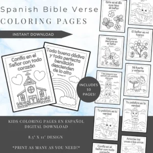 Spanish Bible Verse Coloring Pages For Kids Sunday School VBS PDF Download Etsy Israel