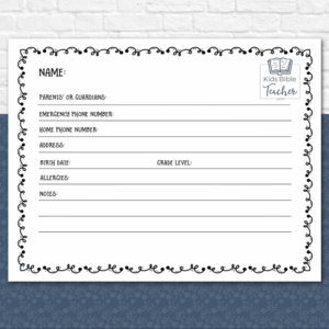 Sunday School Attendance Cards Kids Bible Teacher