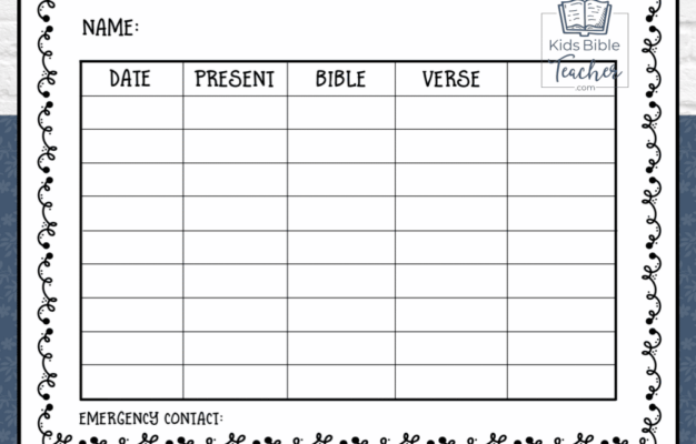 Sunday School Attendance Cards Kids Bible Teacher