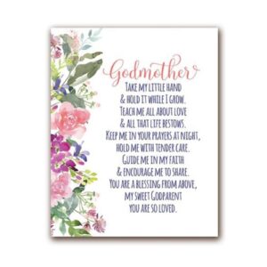 TANYANG Godparents Poem Print Gift For Godmother Bible Verses Watercolor Flowers Wall Art Picture Canvas Painting Poster Baptism 50X70Cm NO Frame Amazon co uk Home Kitchen