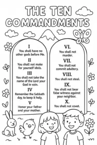 Ten Commandments Coloring Page Christian Bible Printable For Kids Sunday School Activity Sheet Religious Learning Worksheet Etsy Israel