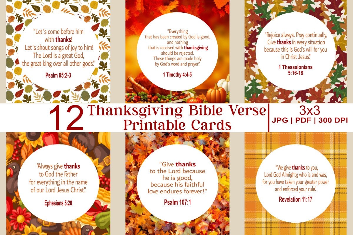 Thanksgiving Bible Verse Printable Cards Graphic By Bold Expressions Creative Fabrica