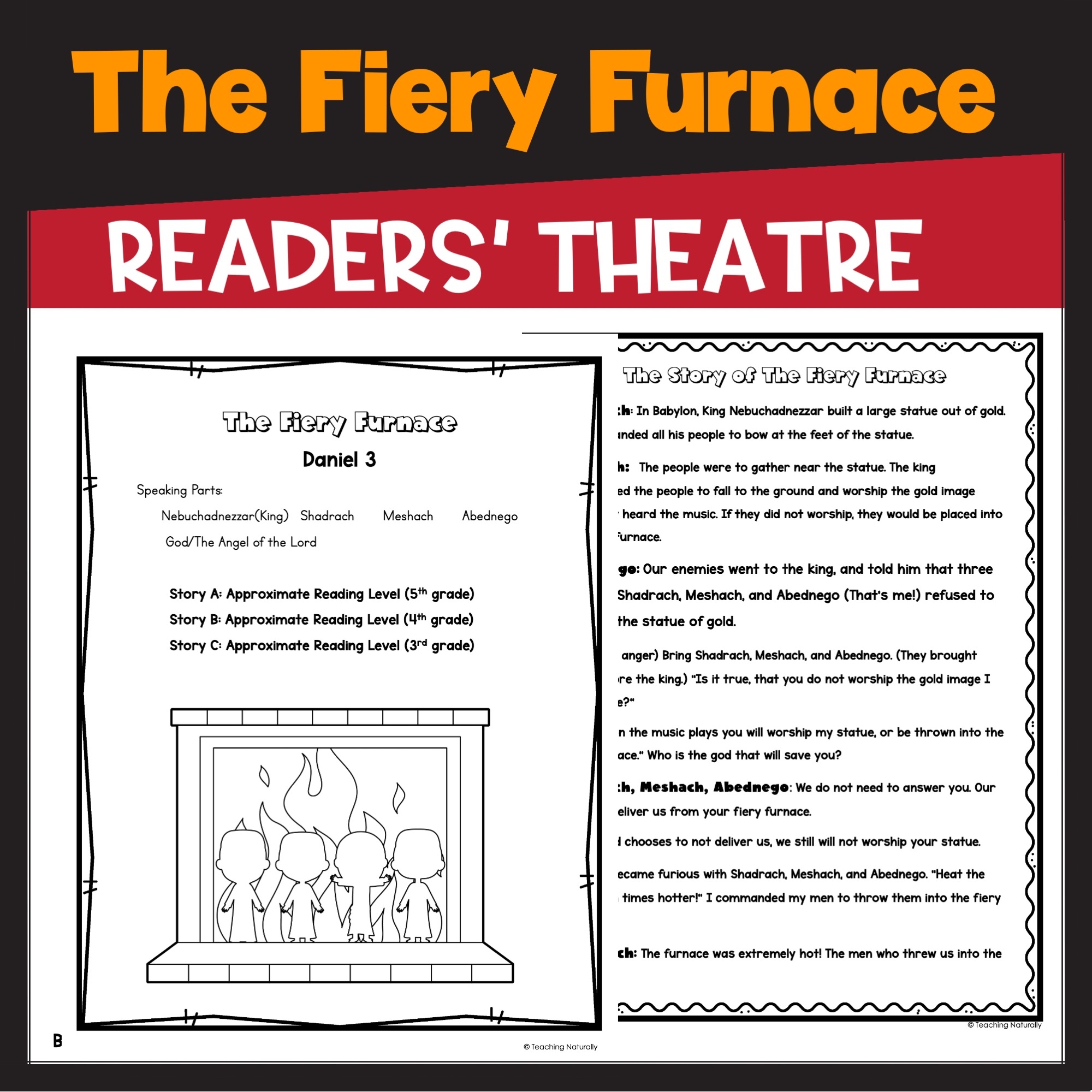 The Fiery Furnace Bible Story Activity Readers Theatre Script Made By Teachers