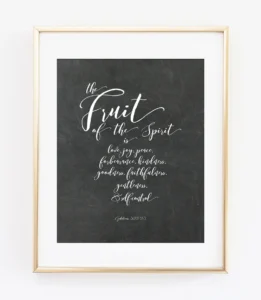 The Fruit Of The Spirit Bible Verse Art Print On Chalkboard Style Back Willow Olive