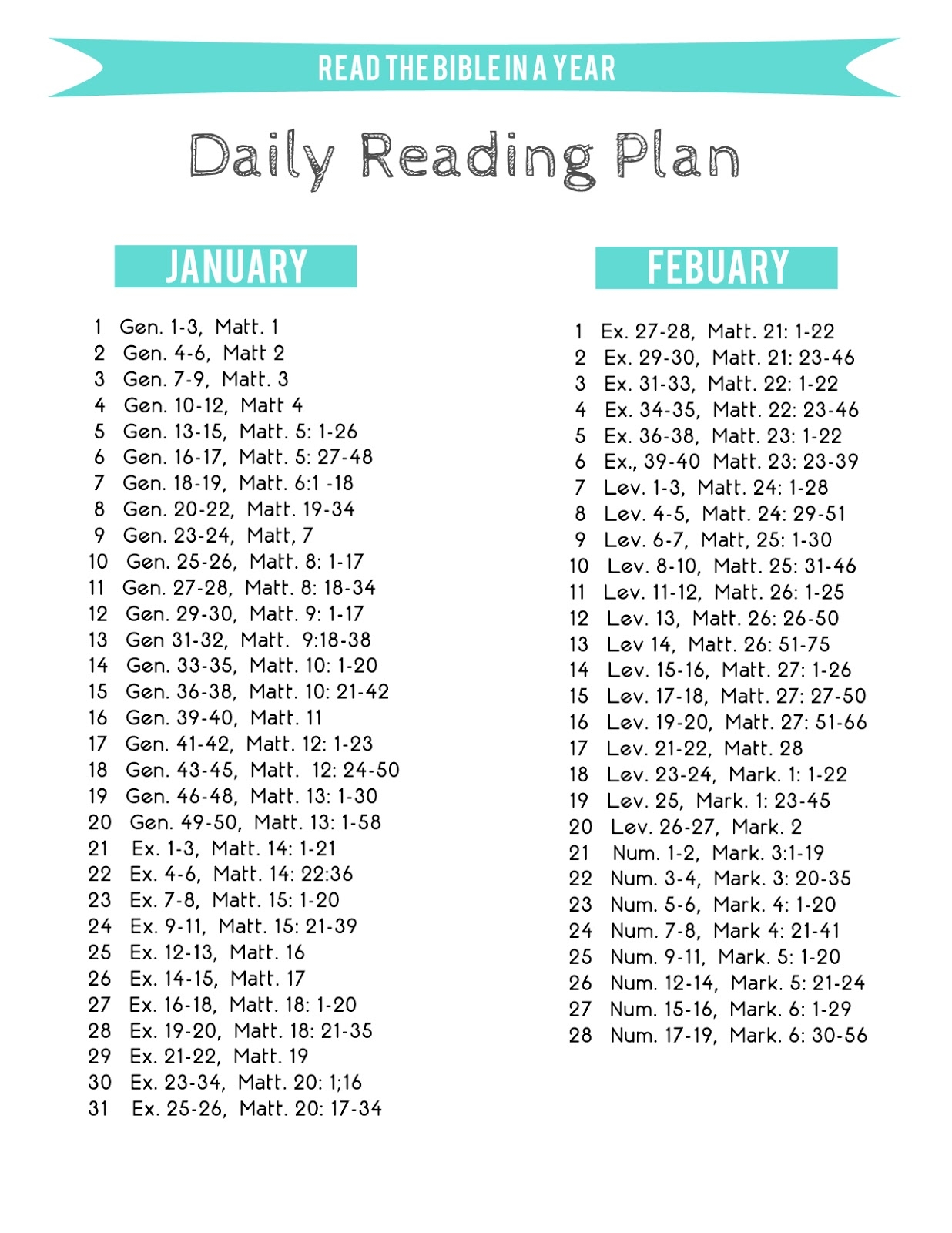 Printable Bible Reading Plans