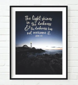 The Light Shines In The Darkness John 1 5 Bible Verse Photography PRINT Or CANVAS Coastal Lighthouse Christian Gift All Sizes Etsy