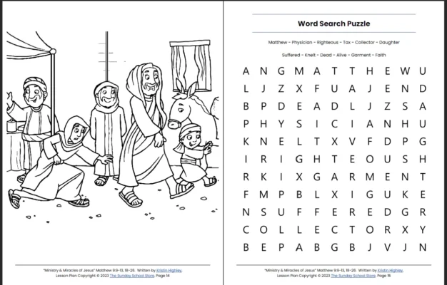 The Ministry And Miracles Of Jesus Matthew 9 9 13 18 26 Printable B Sunday School Store