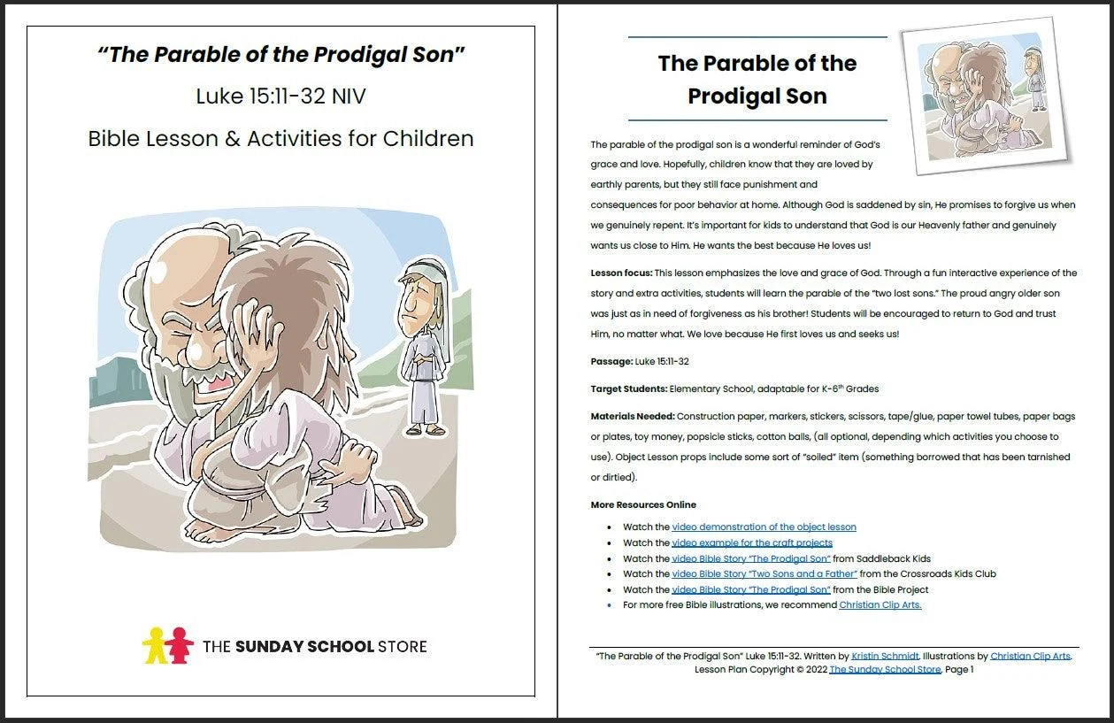 The Parable Of The Prodigal Son Luke 15 11 32 Printable Bible Lesson Sunday School Store