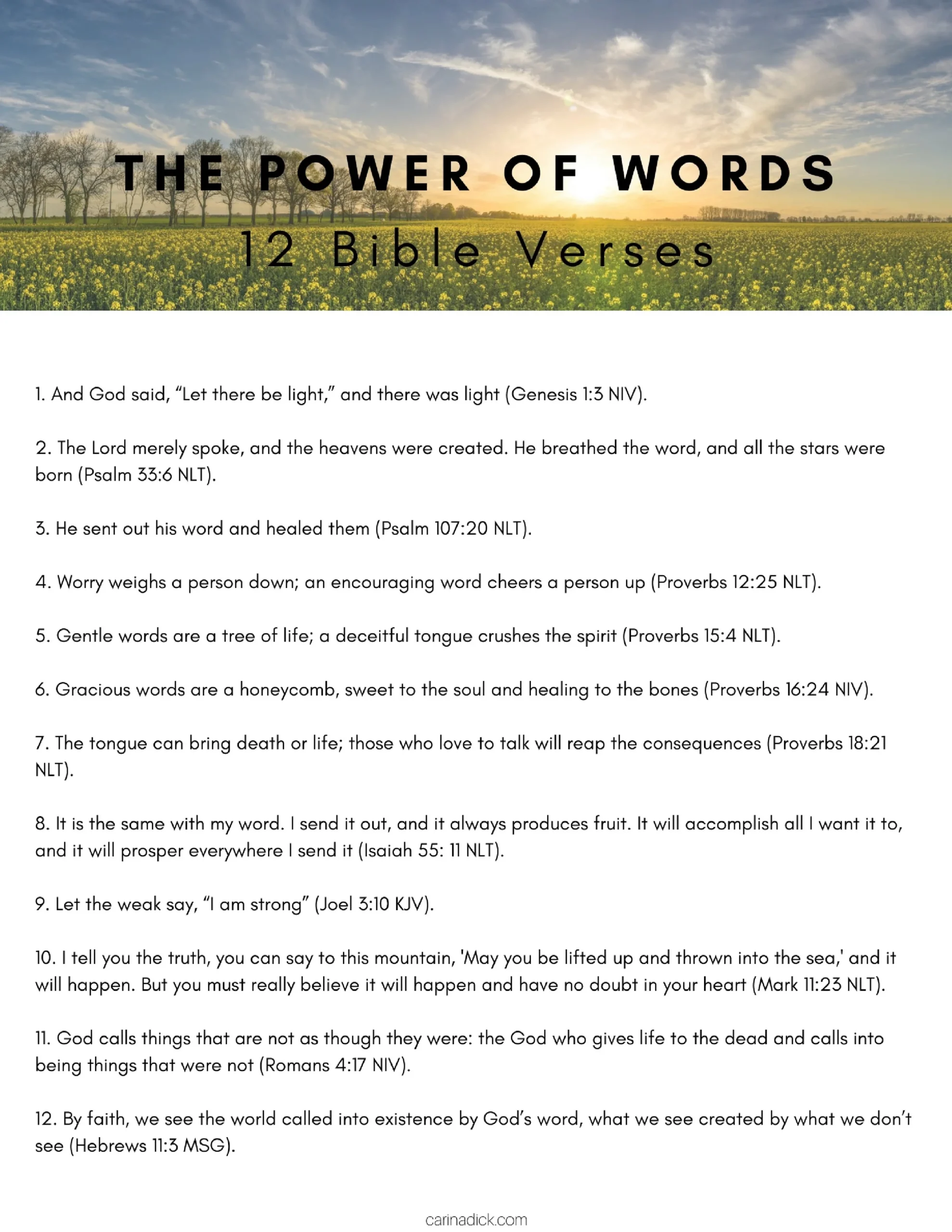 The Power Of Words A Biblical Perspective Carina Alanson
