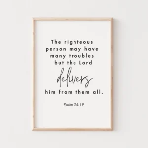The Righteous Person Bible Verse Printable Home D cor Scripture Wall Art Christian Gift Psalm 34 19 Etsy Israel