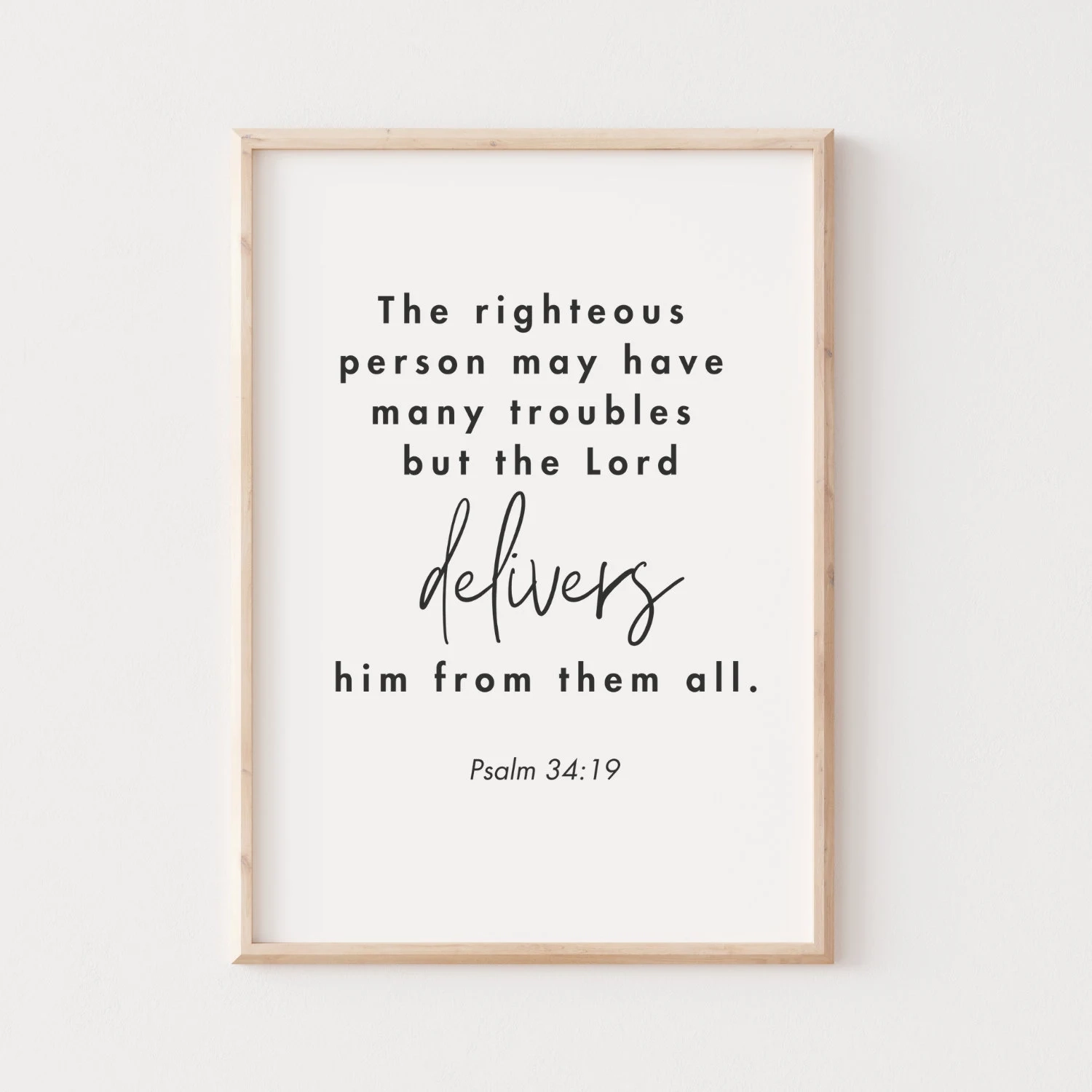 The Righteous Person Bible Verse Printable Home D cor Scripture Wall Art Christian Gift Psalm 34 19 Etsy Israel