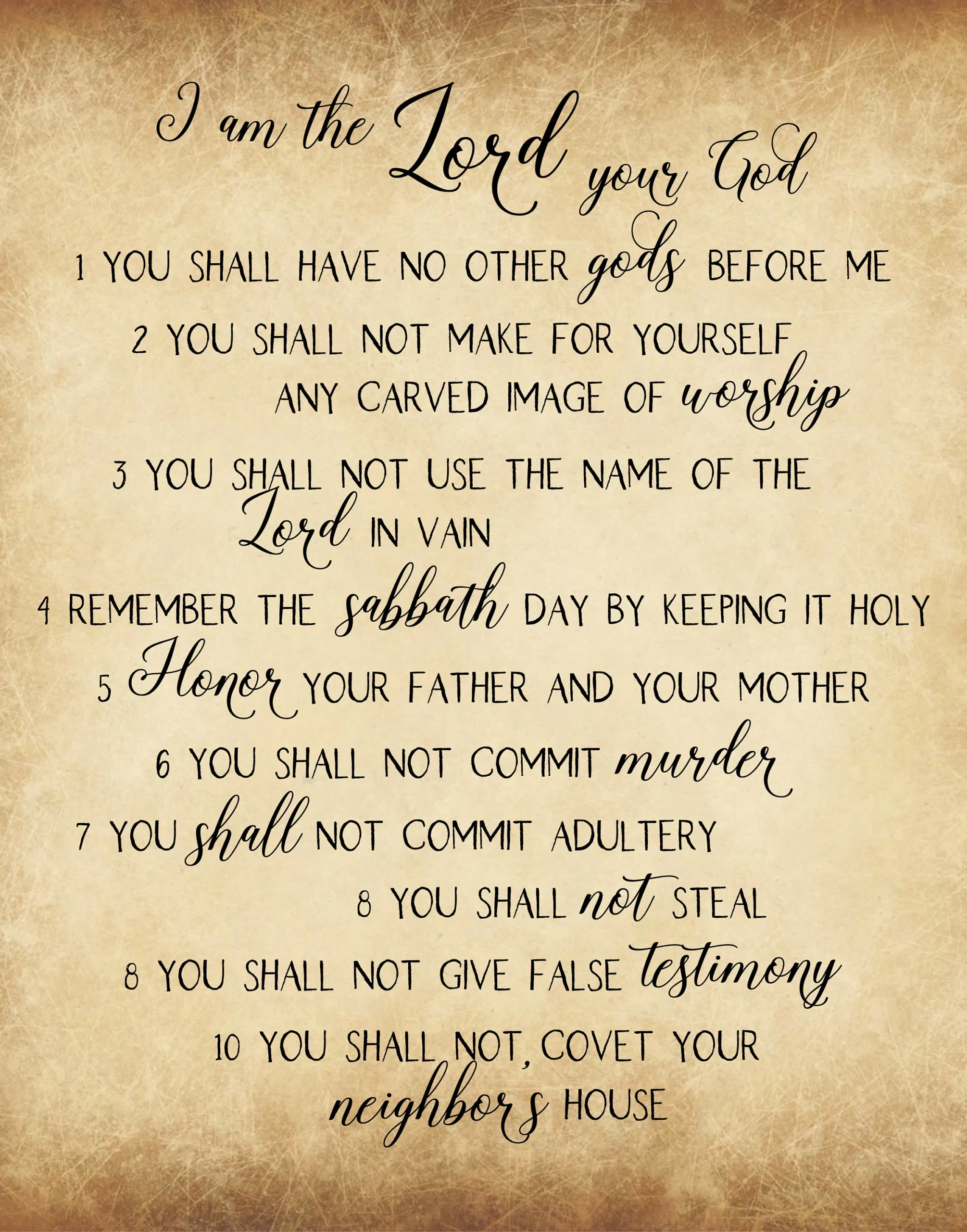 The Ten Commandments Printable Art Bible Verse Print NIV New International Version Etsy