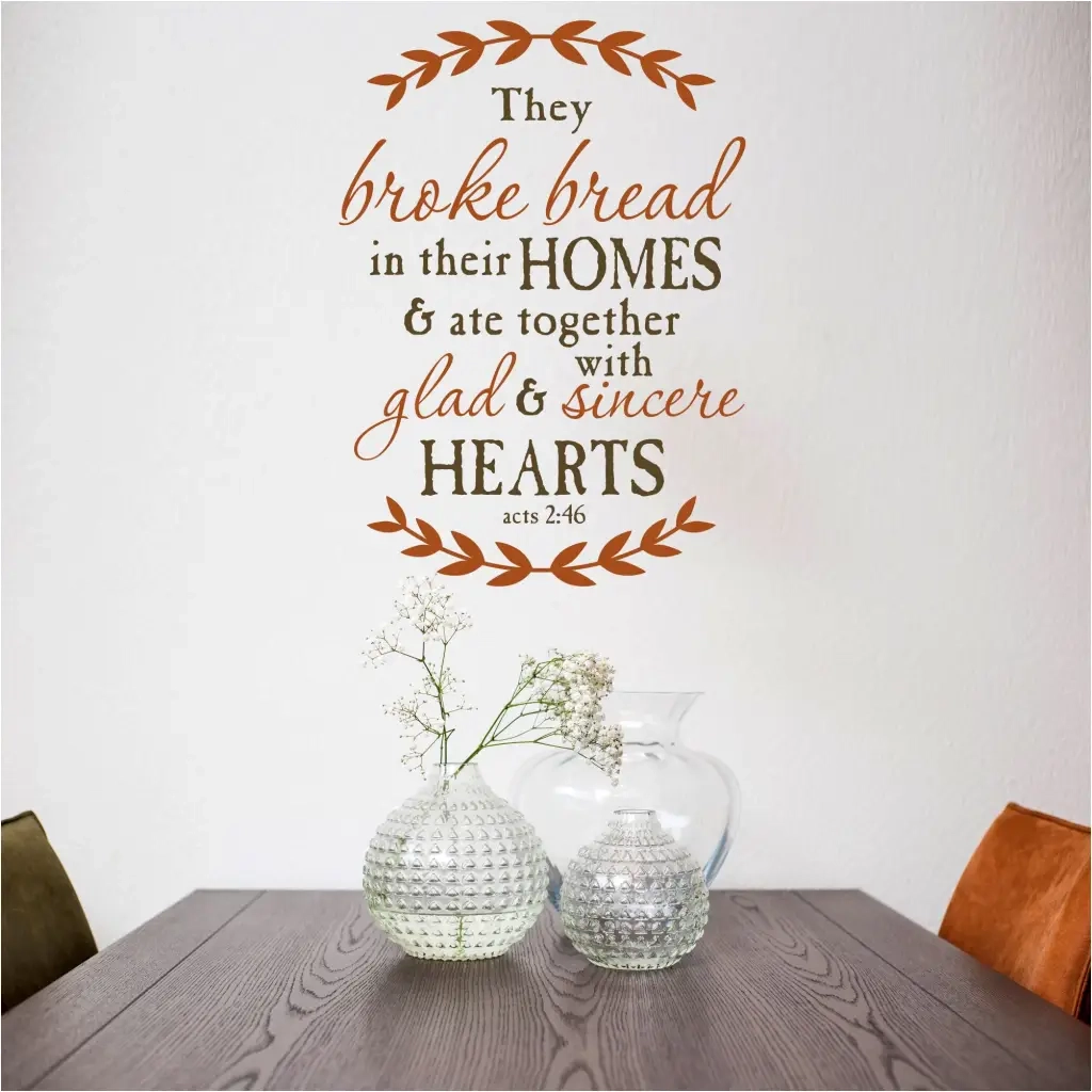 They Broke Bread Acts 2 46 Beautiful Wall Decal Dining Room Decor The Simple Stencil