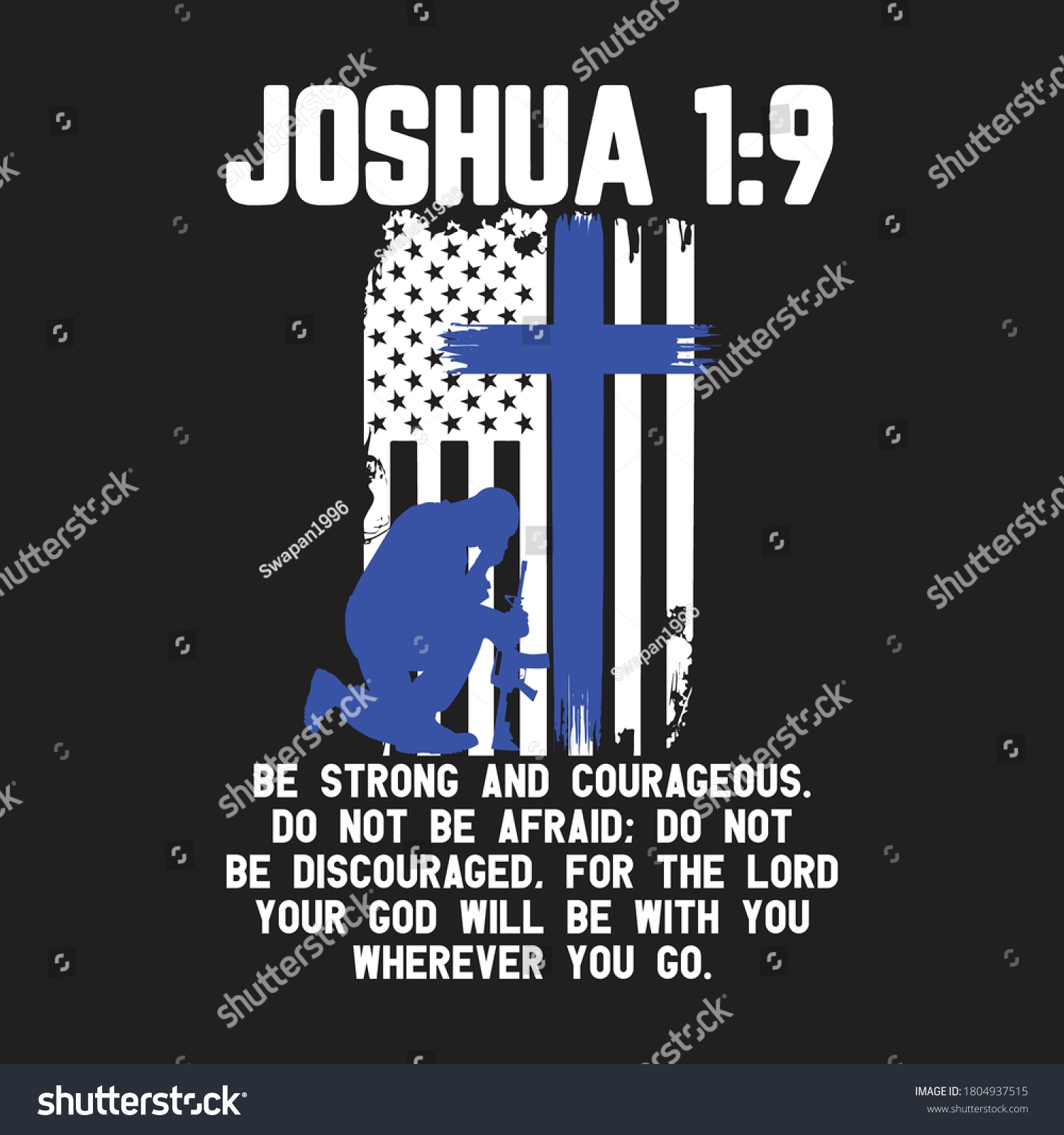 Thin Blue Line Police Bible Verse Stock Vector Royalty Free 1804937515 Shutterstock